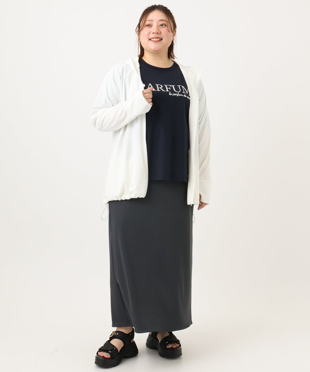 OLHGA13089 eur3(エウルキューブ) 【追加販売】【大きいサイズ】リブカットタイトスカート ダークグレー(93)