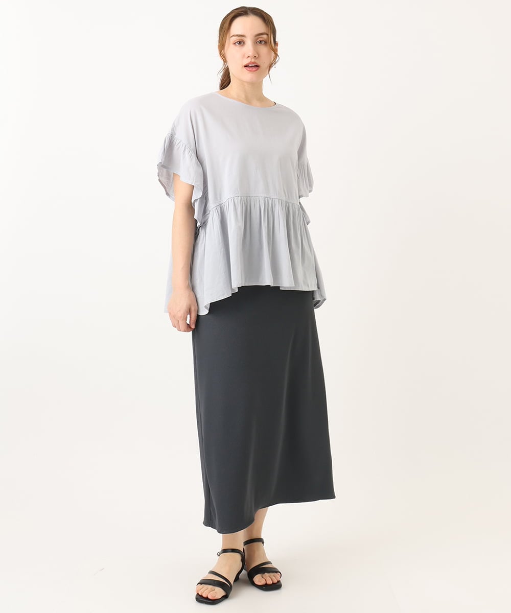 OLHGA13089 eur3(エウルキューブ) 【追加販売】【大きいサイズ】リブカットタイトスカート ダークグレー(93)