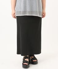 OLHGA13089 eur3(エウルキューブ) 【追加販売】【大きいサイズ】リブカットタイトスカート ブラック(94)