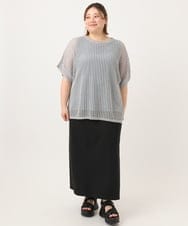 OLHGA13089 eur3(エウルキューブ) 【追加販売】【大きいサイズ】リブカットタイトスカート ブラック(94)