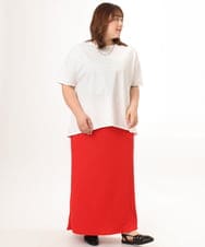 OLHGD10089 eur3(エウルキューブ) 【大きいサイズ】リブカットタイトスカート レッド