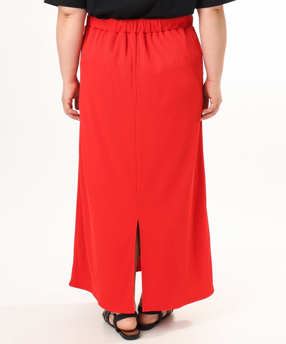 OLHGD10089 eur3(エウルキューブ) 【大きいサイズ】リブカットタイトスカート レッド