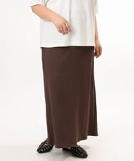 OLHGD10089 eur3(エウルキューブ) 【大きいサイズ】リブカットタイトスカート ブラウン