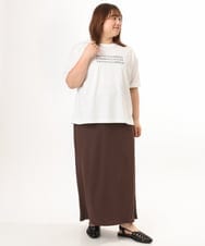 OLHGD10089 eur3(エウルキューブ) 【大きいサイズ】リブカットタイトスカート ブラウン