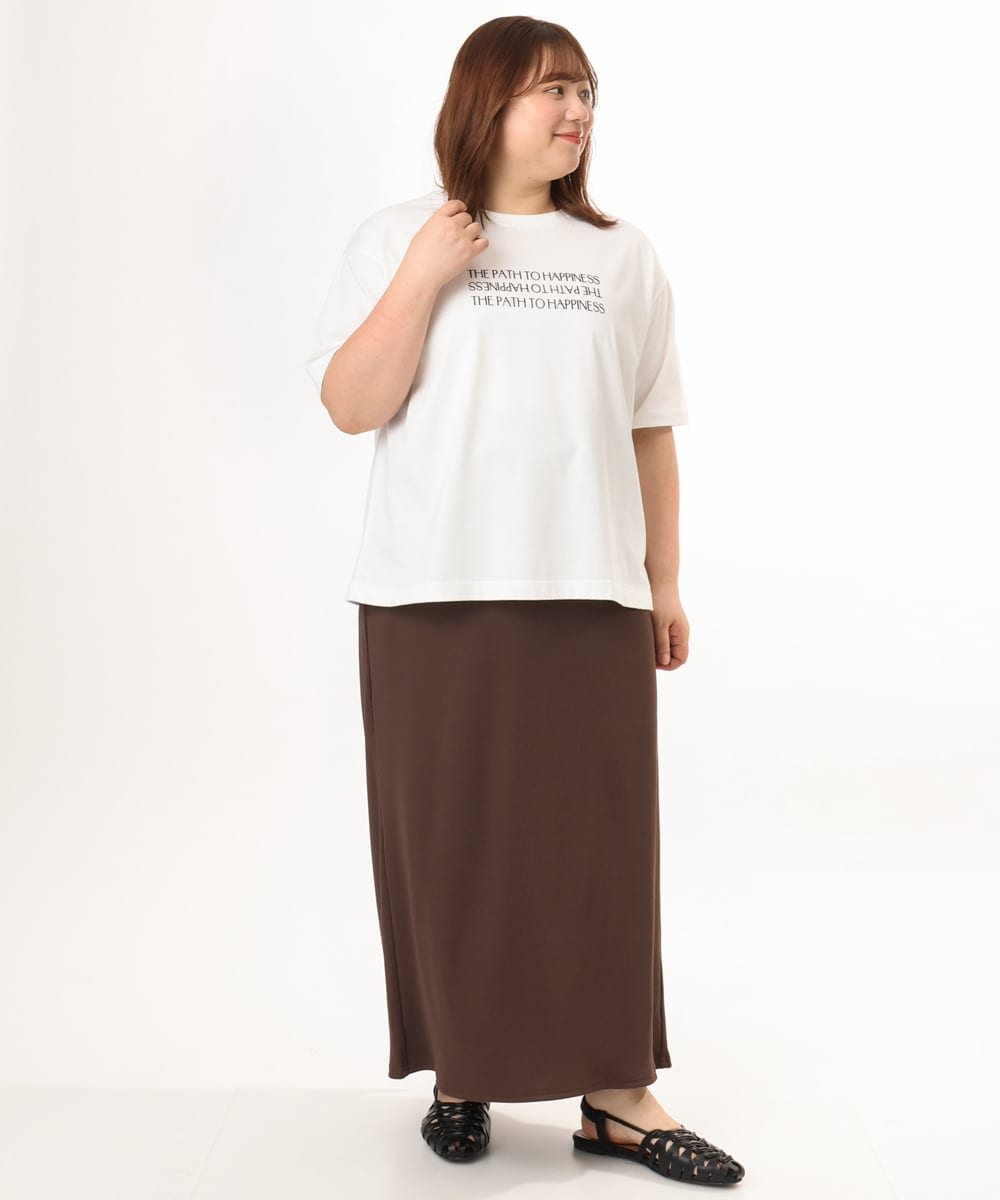 OLHGD10089 eur3(エウルキューブ) 【大きいサイズ】リブカットタイトスカート ブラウン