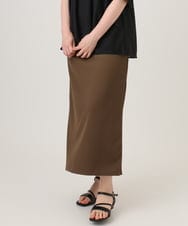OLHGD10089 eur3(エウルキューブ) 【大きいサイズ】リブカットタイトスカート ダークブラウン