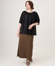 OLHGD10089 eur3(エウルキューブ) 【大きいサイズ】リブカットタイトスカート ダークブラウン