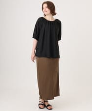 OLHGD10089 eur3(エウルキューブ) 【大きいサイズ】リブカットタイトスカート ダークブラウン