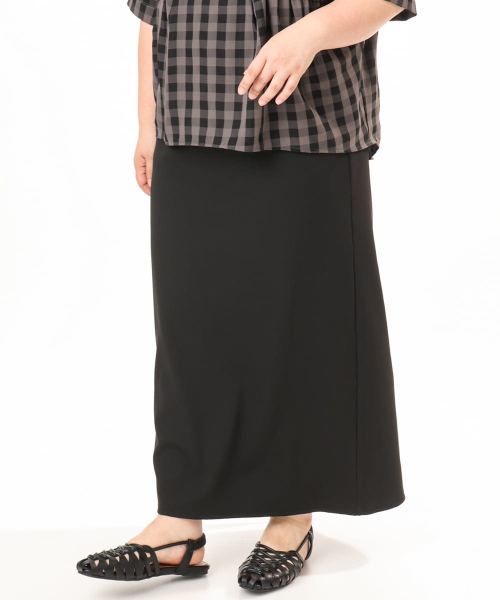 OLHGD10089 eur3(エウルキューブ) 【大きいサイズ】リブカットタイトスカート ブラック