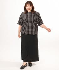 OLHGD10089 eur3(エウルキューブ) 【大きいサイズ】リブカットタイトスカート ブラック