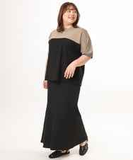 OLHGD10089 eur3(エウルキューブ) 【大きいサイズ】リブカットタイトスカート ブラック