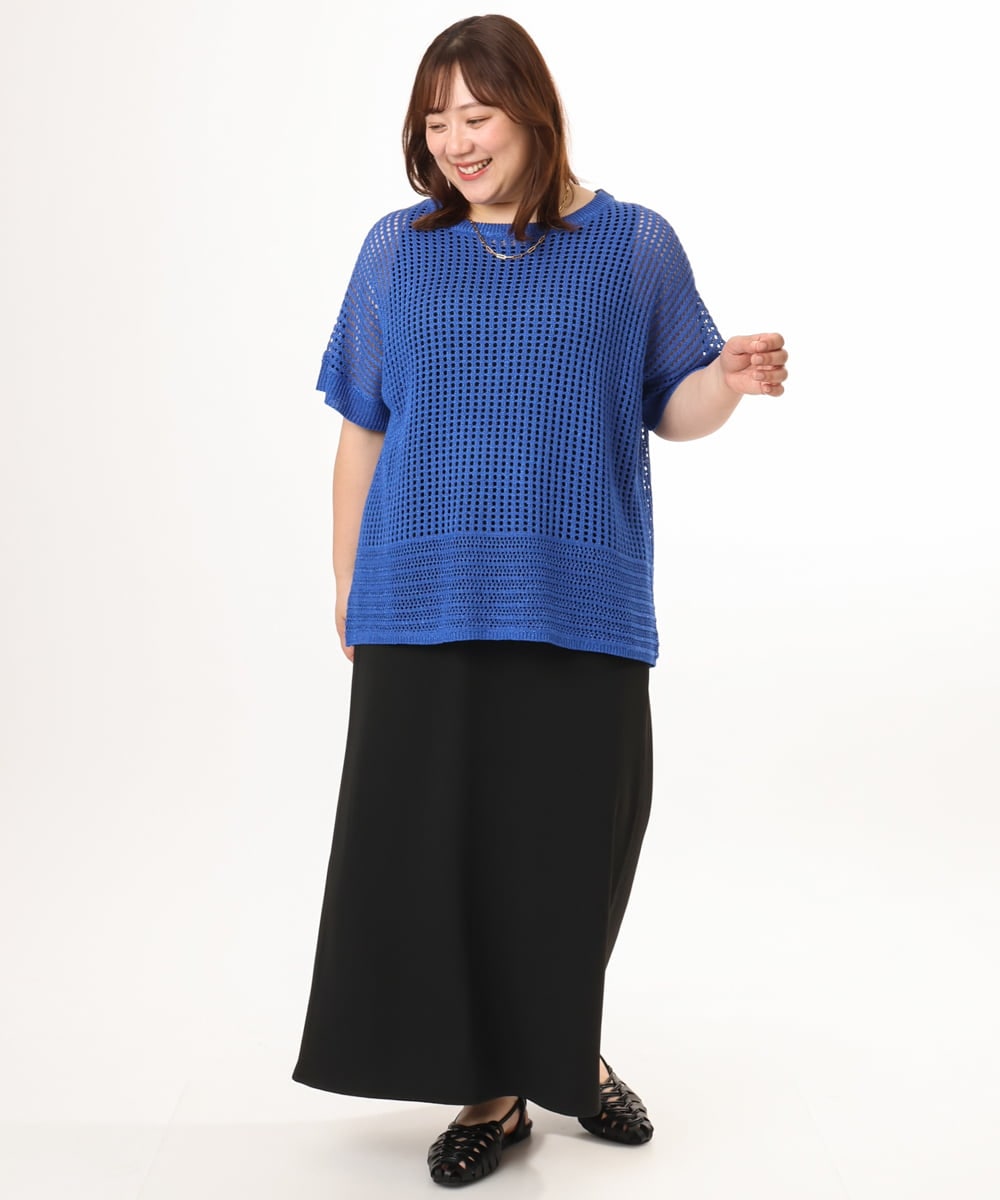 OLHGD10089 eur3(エウルキューブ) 【大きいサイズ】リブカットタイトスカート ブラック