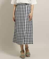 OLHGP12090 eur3(エウルキューブ) 【大きいサイズ/a.v.v×eur3】ラップ風スカート ホワイト(90)(ギンガムチェック)