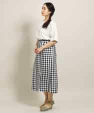 OLHGP12090 eur3(エウルキューブ) 【大きいサイズ/a.v.v×eur3】ラップ風スカート ホワイト(90)(ギンガムチェック)