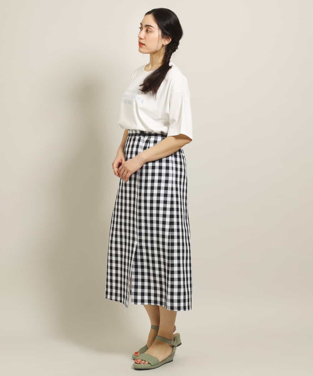 OLHGP12090 eur3(エウルキューブ) 【大きいサイズ/a.v.v×eur3】ラップ風スカート ホワイト(90)(ギンガムチェック)