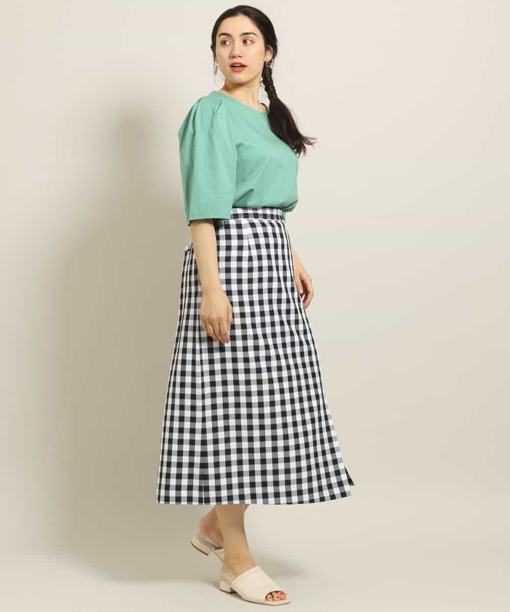 OLHGP12090 eur3(エウルキューブ) 【大きいサイズ/a.v.v×eur3】ラップ風スカート ホワイト(90)(ギンガムチェック)