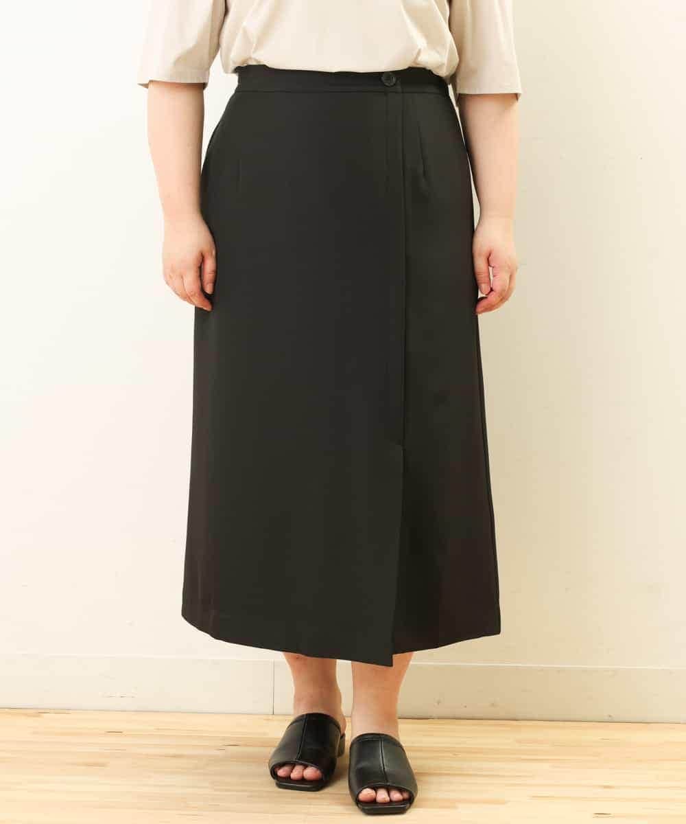 OLHGP12090 eur3(エウルキューブ) 【大きいサイズ/a.v.v×eur3】ラップ風スカート ブラック(94)