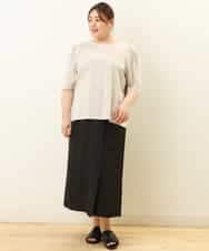 OLHGP12090 eur3(エウルキューブ) 【大きいサイズ/a.v.v×eur3】ラップ風スカート ブラック(94)