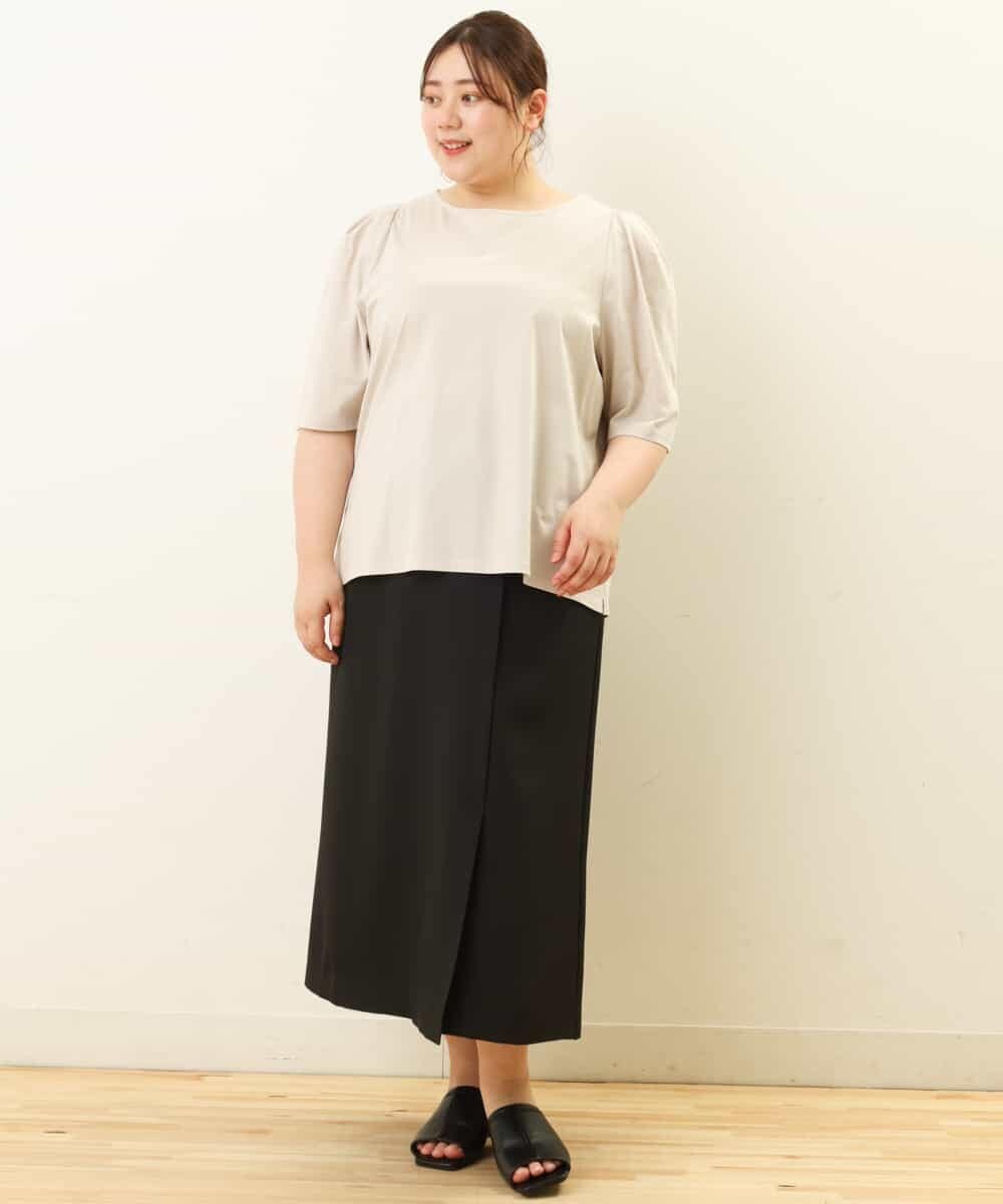 OLHGP12090 eur3(エウルキューブ) 【大きいサイズ/a.v.v×eur3】ラップ風スカート ブラック(94)