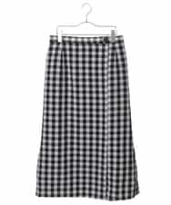 OLHGP12090 eur3(エウルキューブ) 【大きいサイズ/a.v.v×eur3】ラップ風スカート ホワイト(90)(ギンガムチェック)