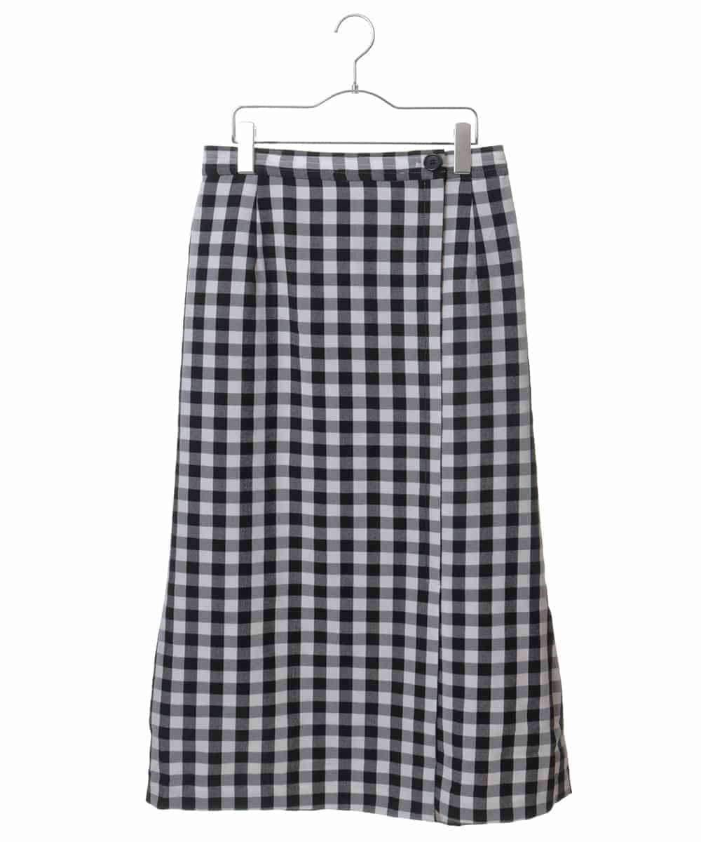 OLHGP12090 eur3(エウルキューブ) 【大きいサイズ/a.v.v×eur3】ラップ風スカート ホワイト(90)(ギンガムチェック)