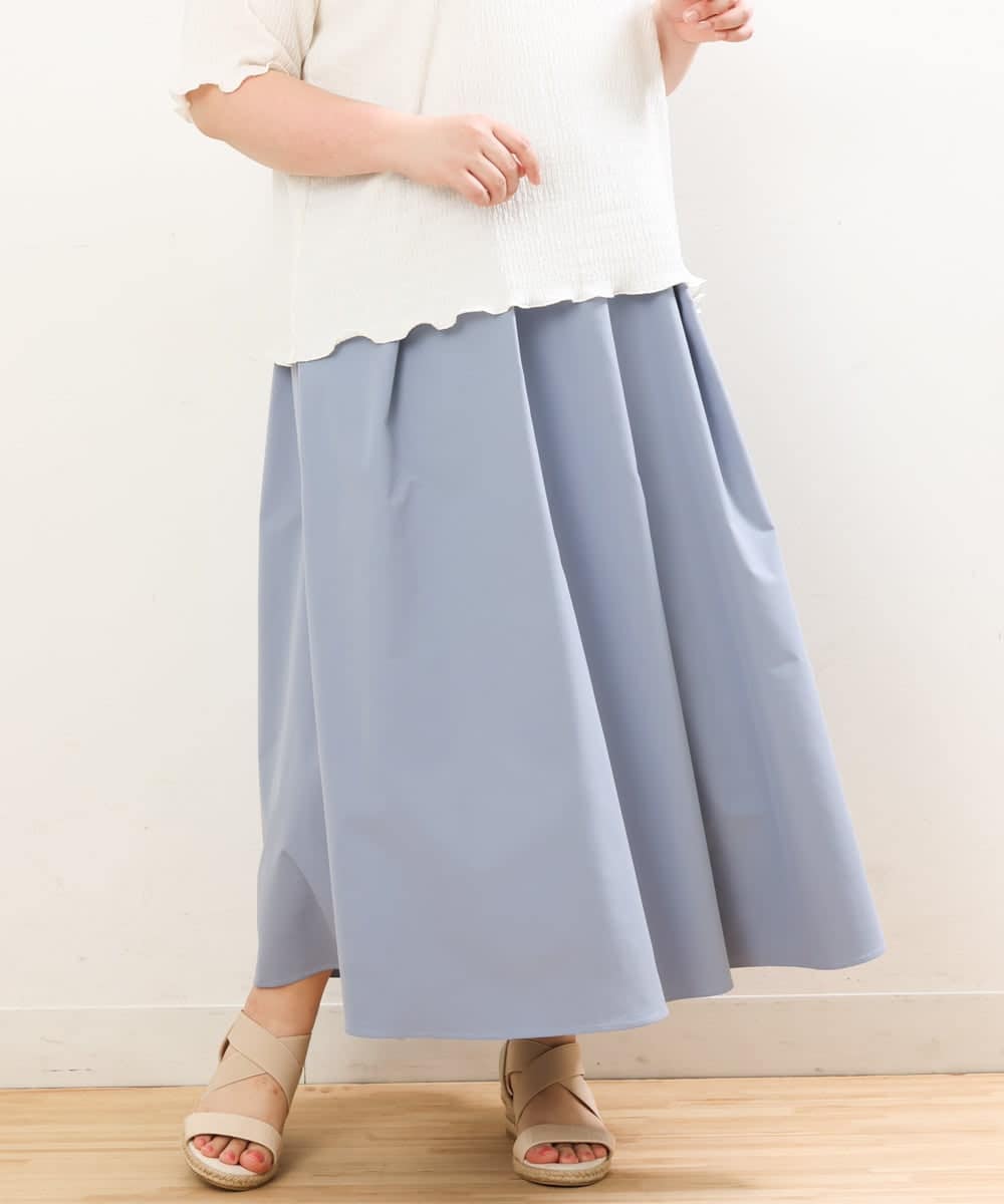 OLHGS16090 eur3(エウルキューブ) 【大きいサイズ/a.v.v×eur3】撥水タックフレアスカート ブルー(55)