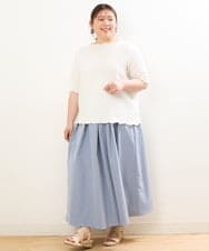 OLHGS16090 eur3(エウルキューブ) 【大きいサイズ/a.v.v×eur3】撥水タックフレアスカート ブルー(55)