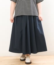 OLHGS16090 eur3(エウルキューブ) 【大きいサイズ/a.v.v×eur3】撥水タックフレアスカート ネイビー(57)