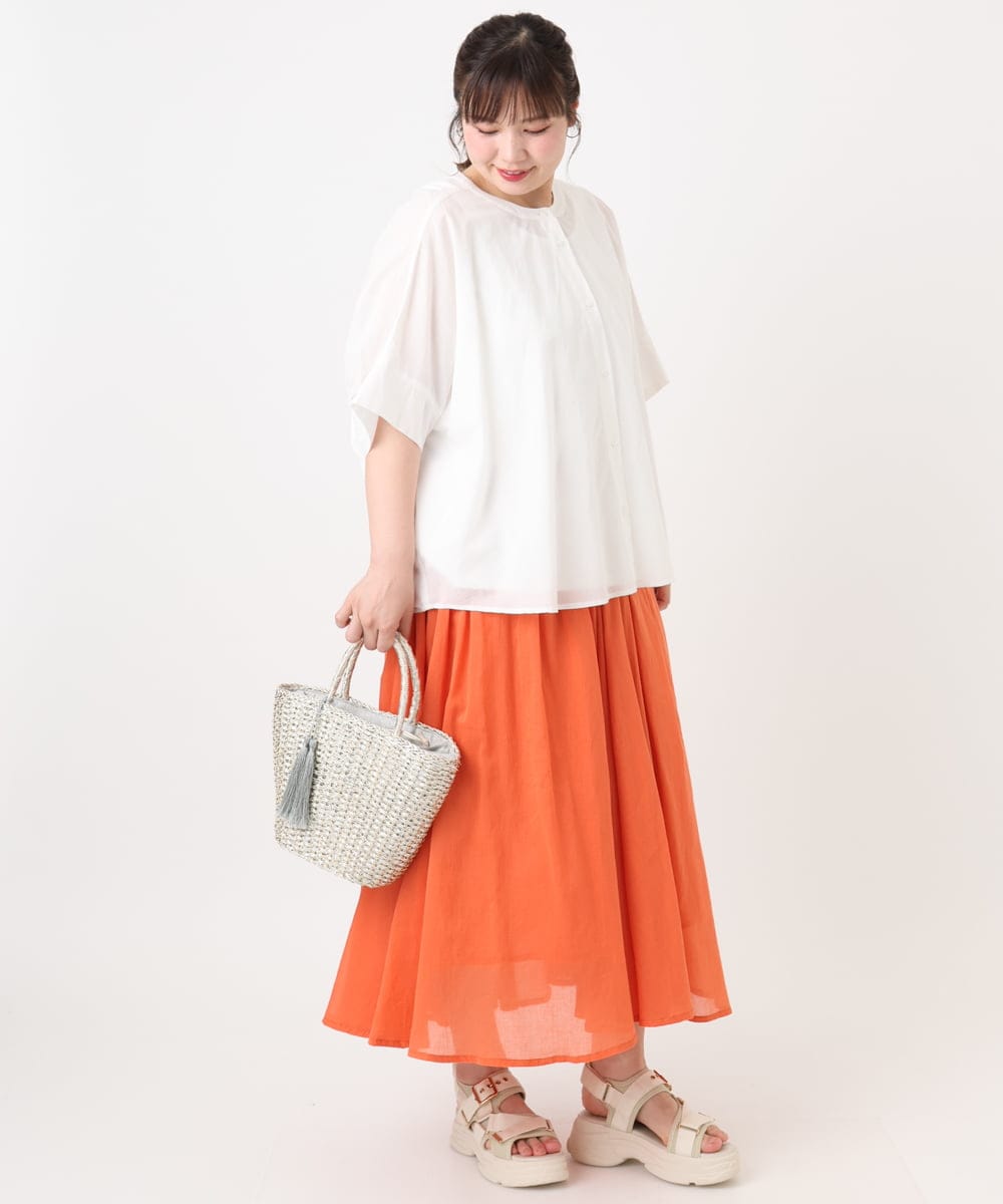 OLHHA03099 eur3(エウルキューブ) 【WEB先行販売】【大きいサイズ】コットンボイルサマースカート オレンジ(15)