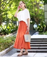 OLHHA03099 eur3(エウルキューブ) 【WEB先行販売】【大きいサイズ】コットンボイルサマースカート オレンジ(15)