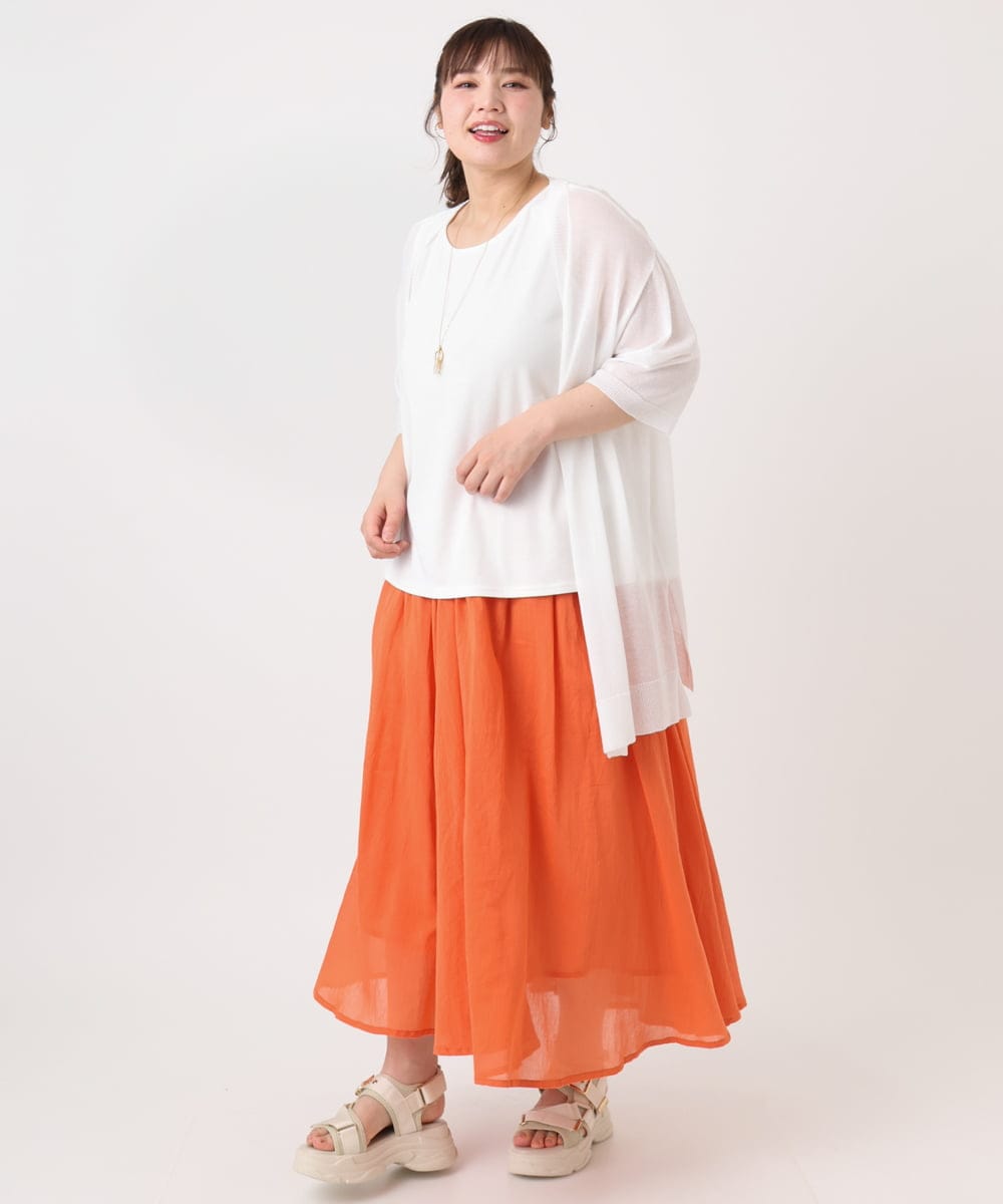 OLHHA03099 eur3(エウルキューブ) 【WEB先行販売】【大きいサイズ】コットンボイルサマースカート オレンジ(15)