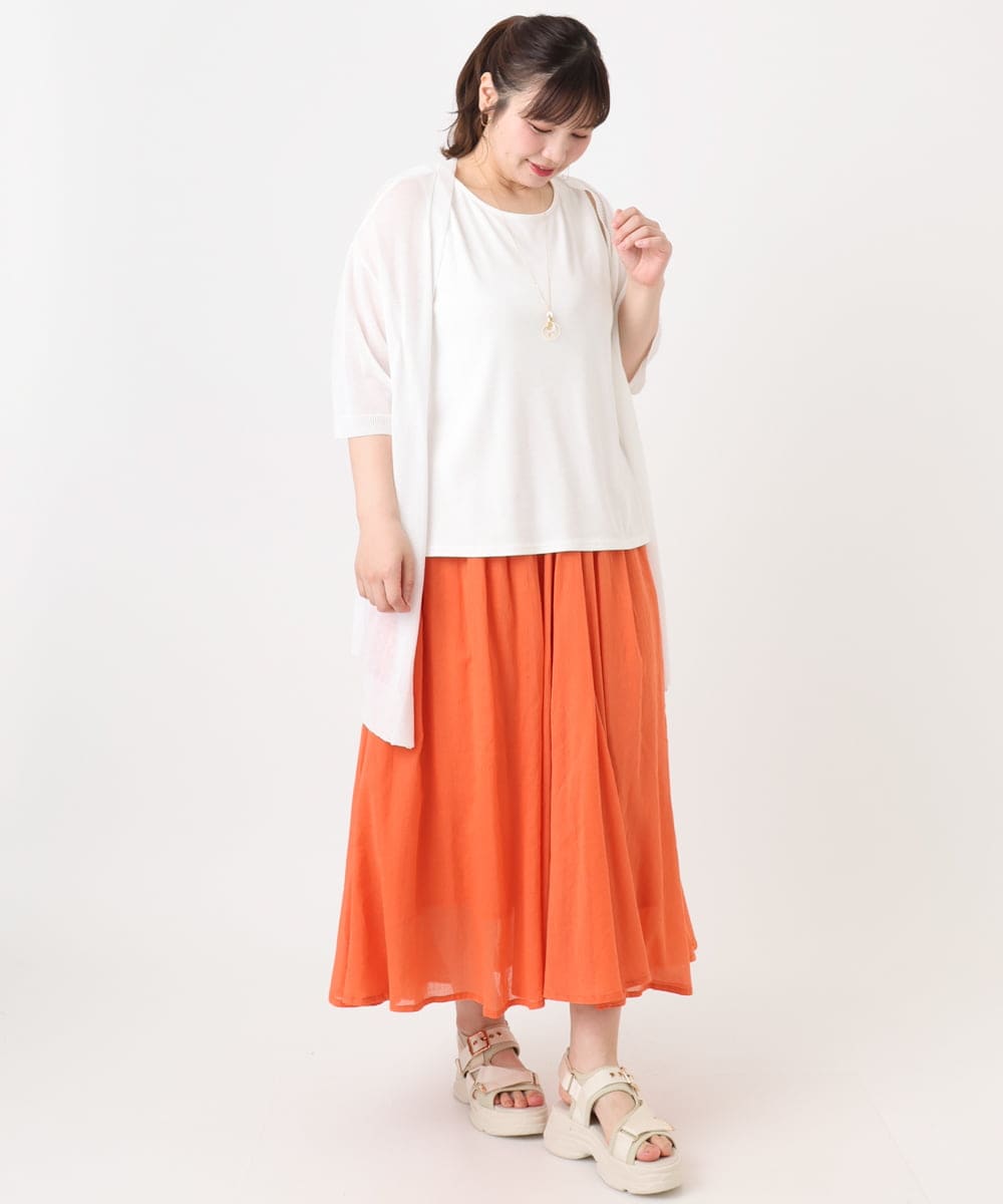 OLHHA03099 eur3(エウルキューブ) 【WEB先行販売】【大きいサイズ】コットンボイルサマースカート オレンジ(15)