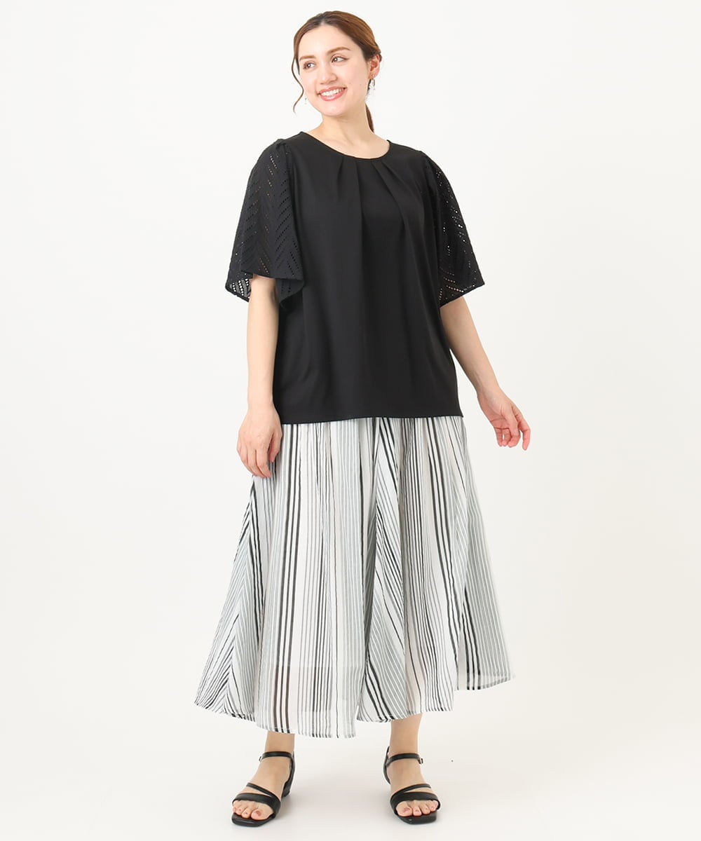 OLHHA03099 eur3(エウルキューブ) 【WEB先行販売】【大きいサイズ】コットンボイルサマースカート ブラック(94)