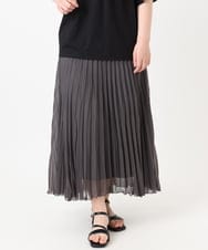 OLHHA10089 eur3(エウルキューブ) 【WEB先行販売】【大きいサイズ/a.v.v×eur3】ランダムプリーツスカート ダークグレー(93)