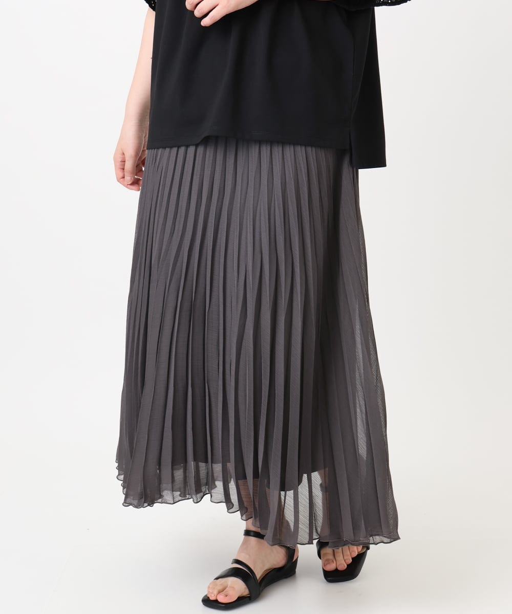 OLHHA10089 eur3(エウルキューブ) 【WEB先行販売】【大きいサイズ/a.v.v×eur3】ランダムプリーツスカート ダークグレー(93)