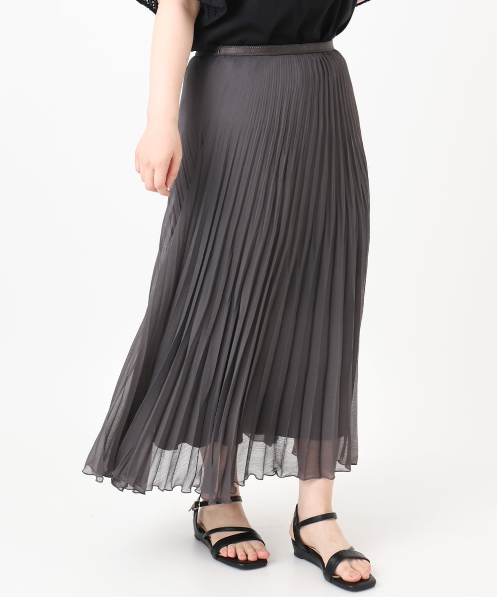 OLHHA10089 eur3(エウルキューブ) 【WEB先行販売】【大きいサイズ/a.v.v×eur3】ランダムプリーツスカート ダークグレー(93)