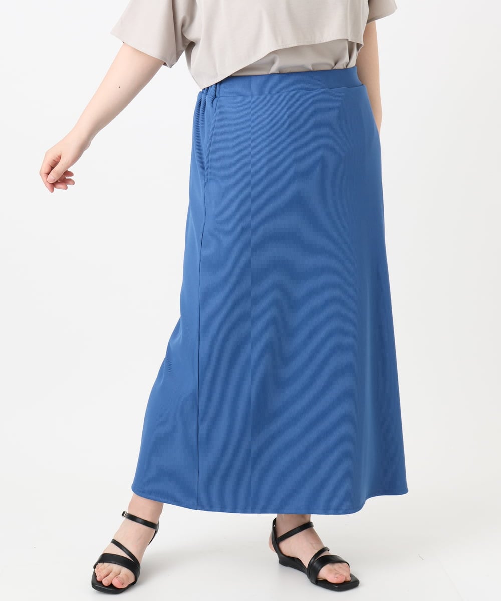 OLHHA11089 eur3(エウルキューブ) 【新色追加】【大きいサイズ】リブカットタイトスカート ブルー(55)