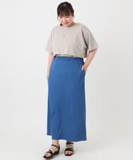 OLHHA11089 eur3(エウルキューブ) 【新色追加】【大きいサイズ】リブカットタイトスカート ブルー(55)