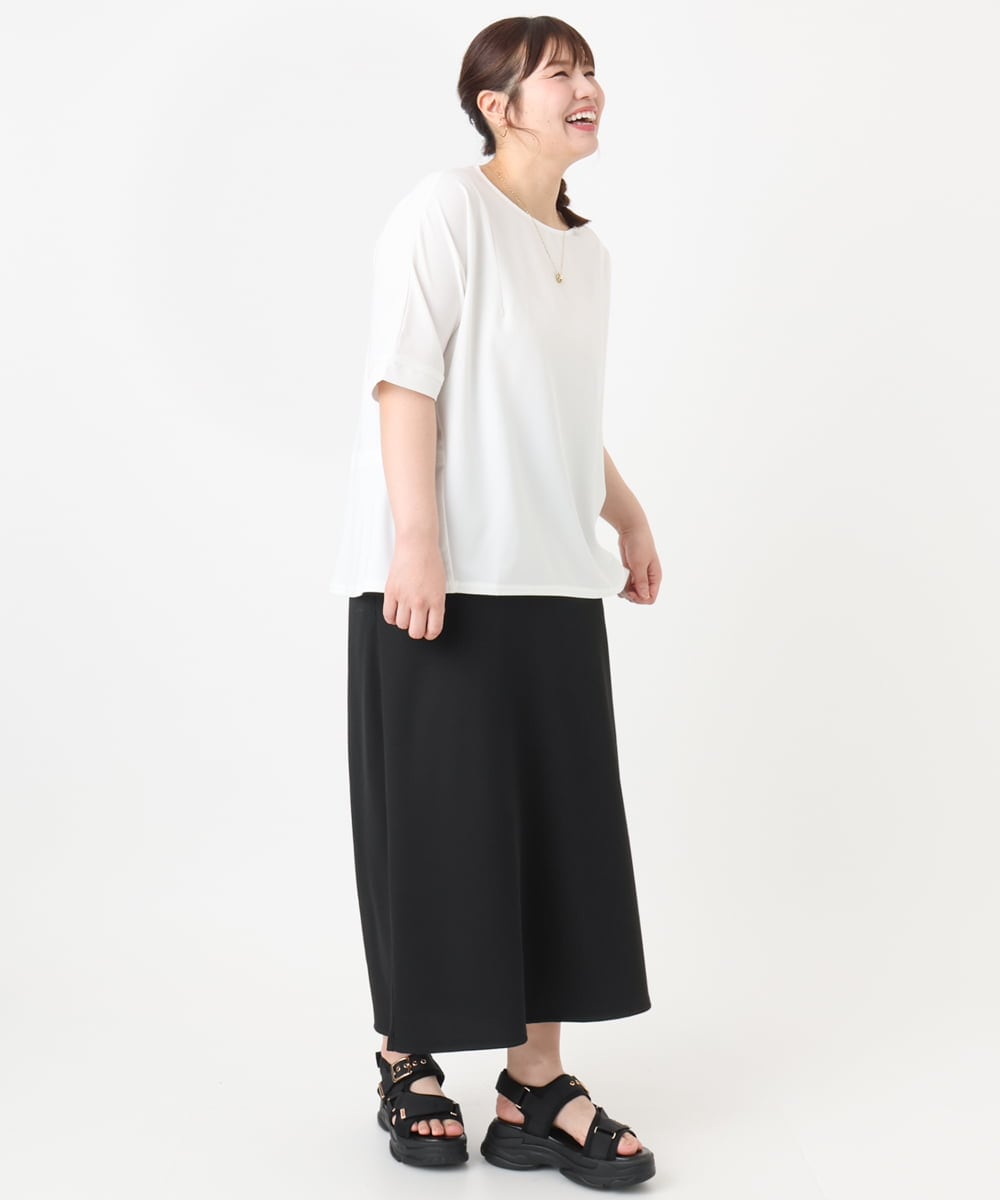 OLHHA11089 eur3(エウルキューブ) 【新色追加】【大きいサイズ】リブカットタイトスカート ブラック(94)