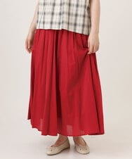OLHHD03099 eur3(エウルキューブ) 【大きいサイズ】インド綿ギャザーフレアスカート レッド