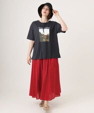 OLHHD03099 eur3(エウルキューブ) 【大きいサイズ】インド綿ギャザーフレアスカート レッド