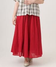 OLHHD03099 eur3(エウルキューブ) 【大きいサイズ】インド綿ギャザーフレアスカート レッド