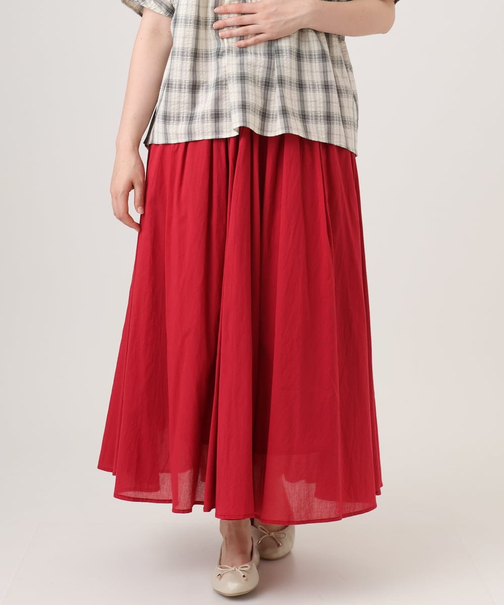 OLHHD03099 eur3(エウルキューブ) 【大きいサイズ】インド綿ギャザーフレアスカート レッド