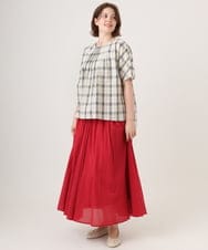 OLHHD03099 eur3(エウルキューブ) 【大きいサイズ】インド綿ギャザーフレアスカート レッド