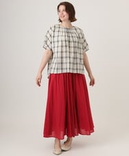 OLHHD03099 eur3(エウルキューブ) 【大きいサイズ】インド綿ギャザーフレアスカート レッド