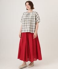 OLHHD03099 eur3(エウルキューブ) 【大きいサイズ】インド綿ギャザーフレアスカート レッド