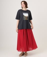 OLHHD03099 eur3(エウルキューブ) 【大きいサイズ】インド綿ギャザーフレアスカート レッド