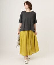 OLHHD03099 eur3(エウルキューブ) 【大きいサイズ】インド綿ギャザーフレアスカート イエロー
