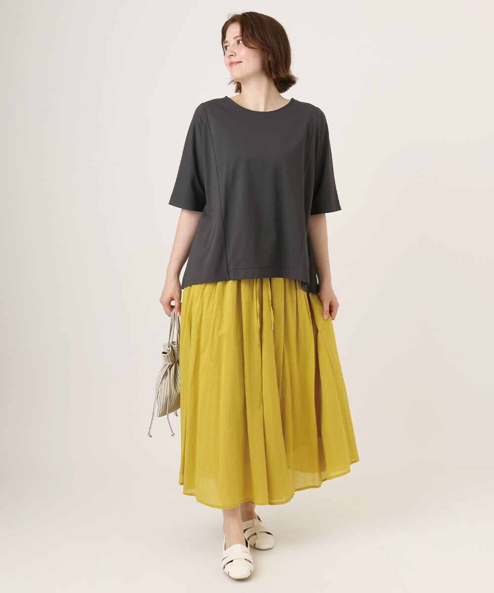 OLHHD03099 eur3(エウルキューブ) 【大きいサイズ】インド綿ギャザーフレアスカート イエロー