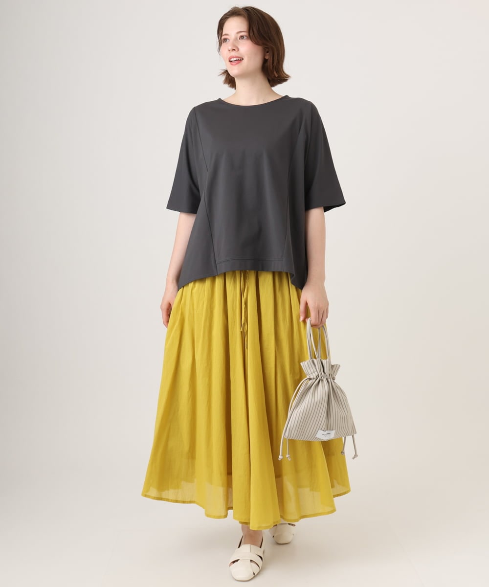 OLHHD03099 eur3(エウルキューブ) 【大きいサイズ】インド綿ギャザーフレアスカート イエロー
